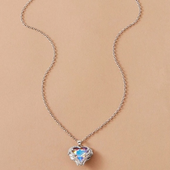 Rhinestone Heart Charm Necklace - Picture 2 of 3